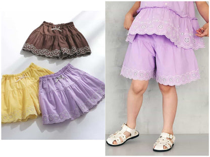 日本童裝 apres les cours 心型花花蕾絲短褲 80-140cm 女童款 初生嬰兒 夏季 PANTS