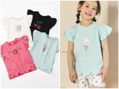日本童裝 apres les cours 波浪邊上衣 80-140cm 女童款 夏季 TOPS