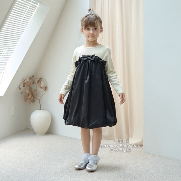 日本童裝 Ly# mine 抓毛 蝴蝶結禮服連身裙 100-150cm 女童款 冬季 DRESSES 面試/宴會/表演 聖誕紅/新年紅