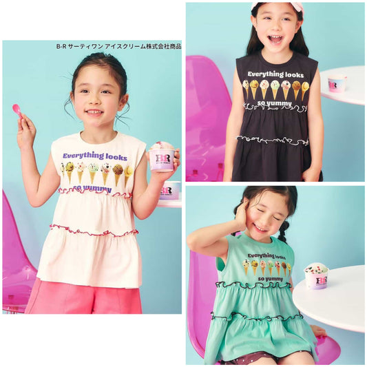 日本童裝 apres les cours x BASKIN ROBBINS 木耳邊背心 80-140cm 女童款 夏季 TOPS