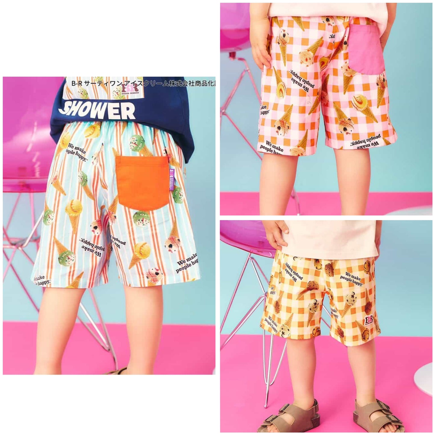 日本童裝 apres les cours x BASKIN ROBBINS 雪糕印花短褲 80-140cm 男童款 夏季 PANTS