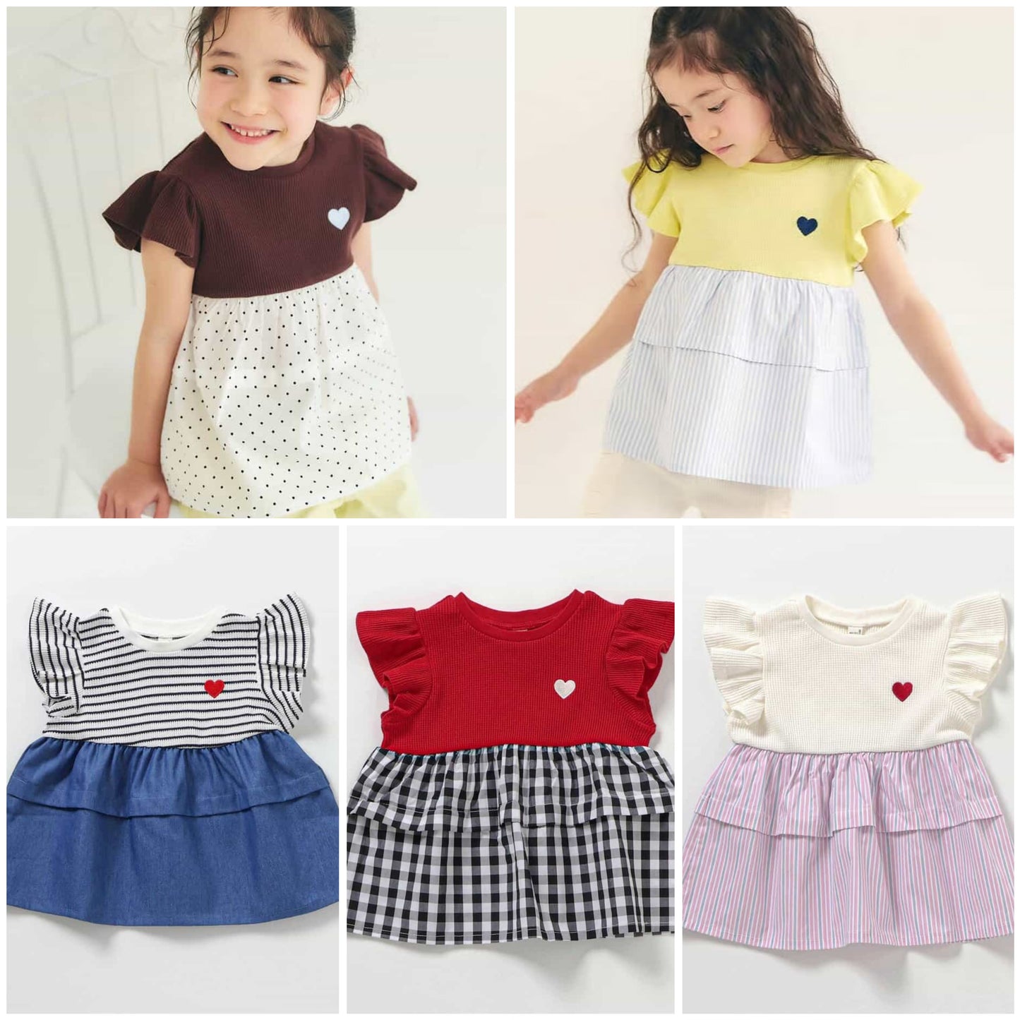 日本童裝 apres les cours 拼接小飛袖上衣 80-140cm 女童款 夏季 TOPS