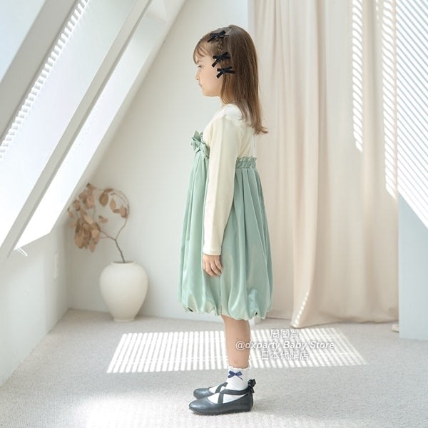 日本童裝 Ly# mine 抓毛 蝴蝶結禮服連身裙 100-150cm 女童款 冬季 DRESSES 面試/宴會/表演 聖誕紅/新年紅