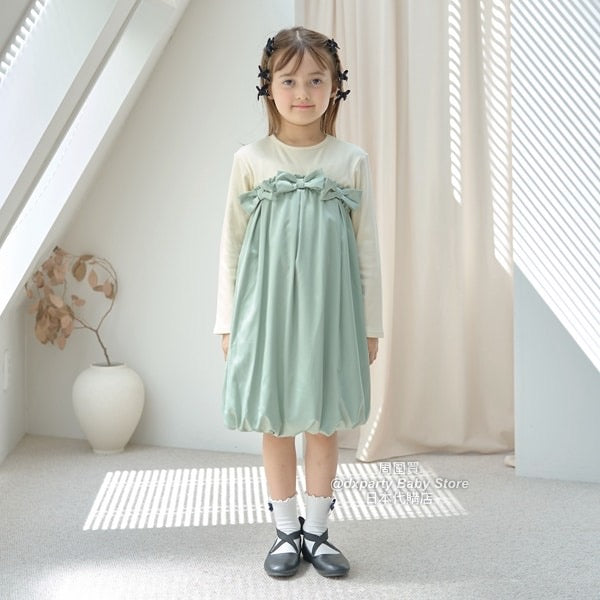 日本童裝 Ly# mine 抓毛 蝴蝶結禮服連身裙 100-150cm 女童款 冬季 DRESSES 面試/宴會/表演 聖誕紅/新年紅