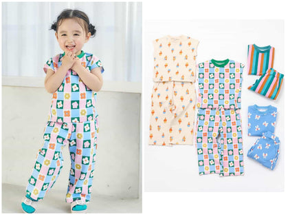 日本童裝 apres les cours FUNNY印花兩件套裝 70-130cm 女童款 初生嬰兒 夏季 TOPS PANTS