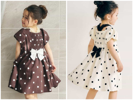 日本童裝 apres les cours 泡泡袖緞帶連身裙 80-140cm 女童款 夏季 DRESSES