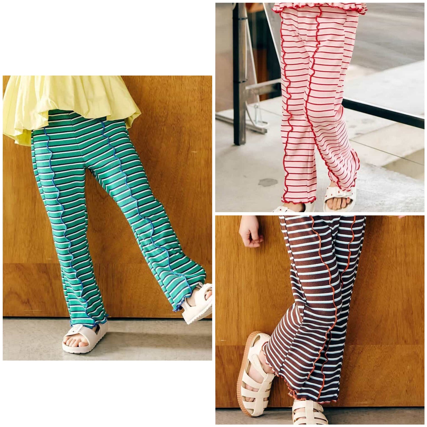 日本童裝 apres les cours 條紋長褲 80-130cm 女童款 夏季 PANTS