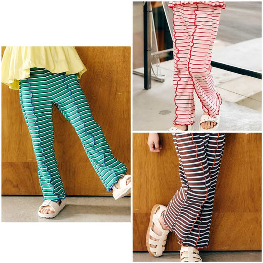 日本童裝 apres les cours 條紋長褲 80-130cm 女童款 夏季 PANTS