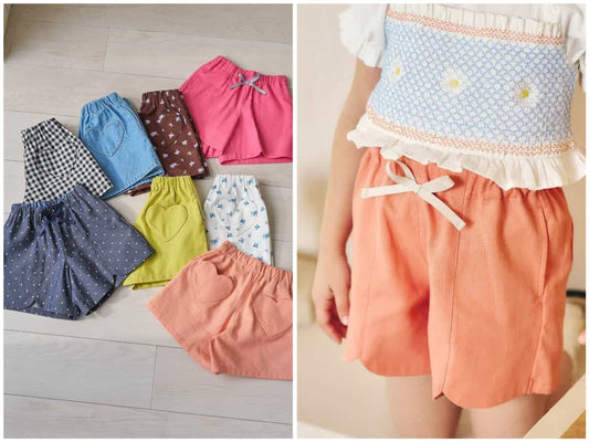 日本童裝 apres les cours 扇形心型口袋可愛短褲 80-140cm 女童款 夏季 PANTS