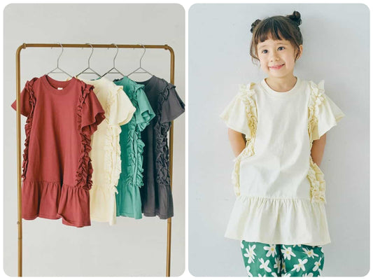 日本童裝 p.prem#r 側褶短袖連身裙 80-140cm 女童款 夏季 DRESSES