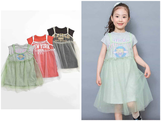日本童裝 BREEZE 學院風薄紗兩件套裝 80-140cm 女童款 夏季 DRESSES