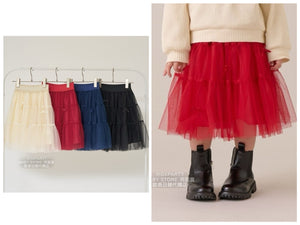 日本童裝 Ly# mine 蝴蝶結網紗裙 100-150cm 女童款 秋季 SKIRTS 新年紅