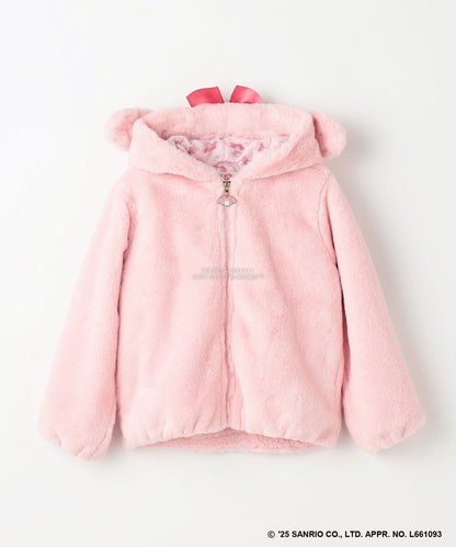 日本童裝 aF#a325 x Sanrio My Melody&Kuromi毛毛外套 100-150cm 女童款 秋季 OUTERWEAR