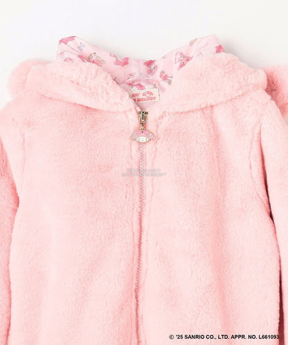 日本童裝 aF#a325 x Sanrio My Melody&Kuromi毛毛外套 100-150cm 女童款 秋季 OUTERWEAR
