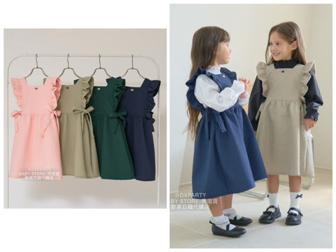 日本童裝 Ly# mine 荷葉邊圍裙背心連身裙 100-130cm 女童款 秋季 DRESSES