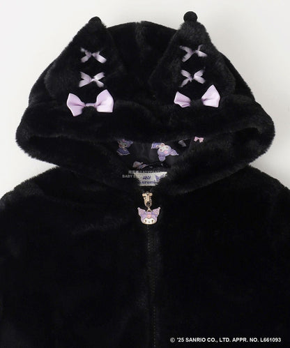 日本童裝 aF#a325 x Sanrio My Melody&Kuromi毛毛外套 100-150cm 女童款 秋季 OUTERWEAR