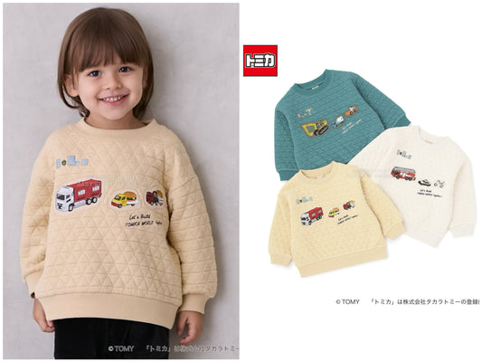 日本童裝 pe#main x TOMICA 絎縫衛衣 80-130cm 男童款 秋季 TOPS