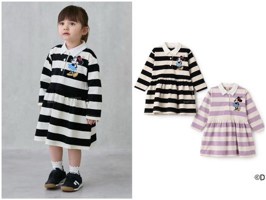日本童裝 pe#main x Disney 間條連身裙 80-130cm 女童款 秋季 DRESSES