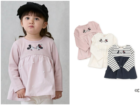 日本童裝 pe#main x Disney 珍珠拼接上衣 80-130cm 女童款 秋季 TOPS