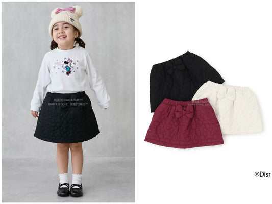 日本童裝 pe#main x Disney 絎縫短裙 80-130cm 女童款 秋季 SKIRTS 聖誕紅/新年紅