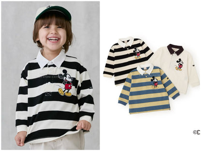 日本童裝 pe#main x Disney 橄欖球風長袖T卹 80-130cm 男童款 秋季 TOPS