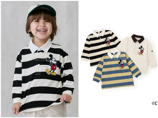 日本童裝 pe#main x Disney 橄欖球風長袖T卹 80-130cm 男童款 秋季 TOPS