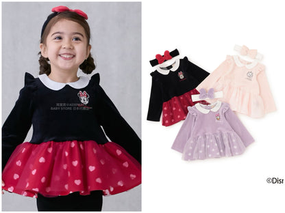 日本童裝 pe#main x Disney 絨毛薄紗拼接上衣 80-130cm 女童款 秋季 TOPS