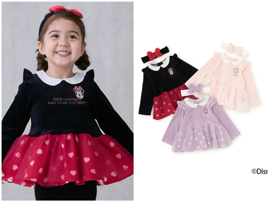 日本童裝 pe#main x Disney 絨毛薄紗拼接上衣 80-130cm 女童款 秋季 TOPS