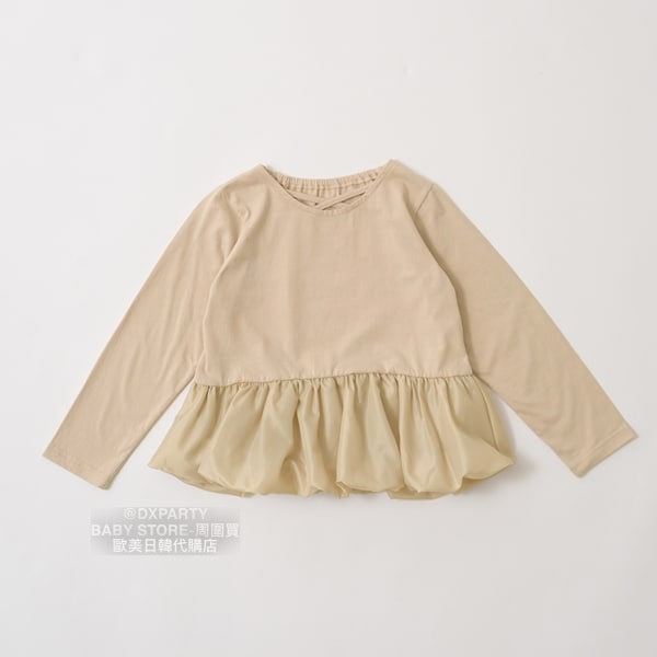 日本童裝 Ly# mine【不會變形的柔軟棉質】泡泡裙上衣 100-150cm 女童款 秋季 TOPS