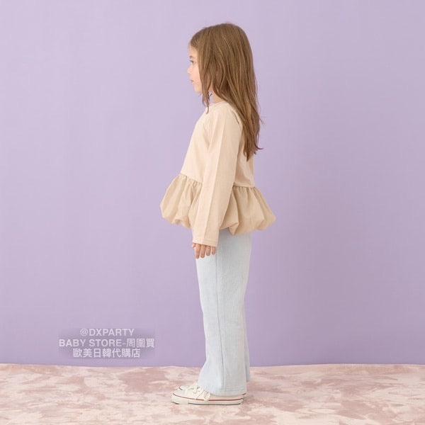 日本童裝 Ly# mine【不會變形的柔軟棉質】泡泡裙上衣 100-150cm 女童款 秋季 TOPS