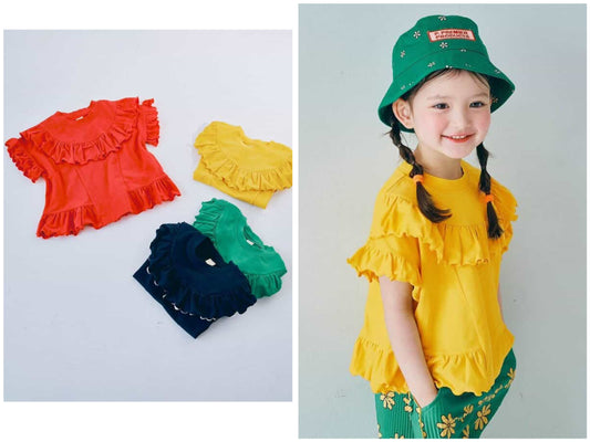 日本童裝 p.premier 彈性荷葉邊寬鬆上衣 80-140cm 女童款 夏季  TOPS