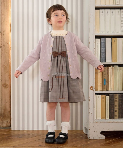 日本童裝 aF#a325 蝴蝶結提花外套 110-160cm 女童款 秋季  OUTERWEAR