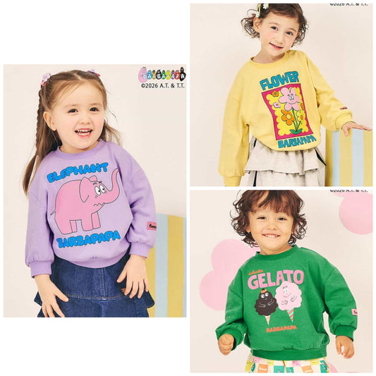 日本童裝 apres les cours x BARBAPAPA 印花衛衣 80-130cm 男童款/女童款 秋季 TOPS