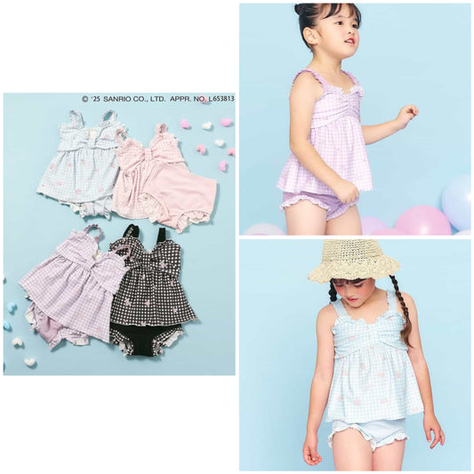 Ampersand x Sanrio UV-Proof Two-Piece Swimsuit Set (90-140cm) - Girls' Summer Swimsuit Special (Direct from Japan) 