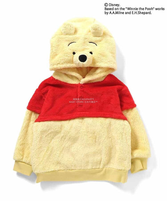 日本童裝 apres les cours x Disney 小熊維尼毛毛連帽衫 80-130cm 男童款/女童款 冬季 TOPS
