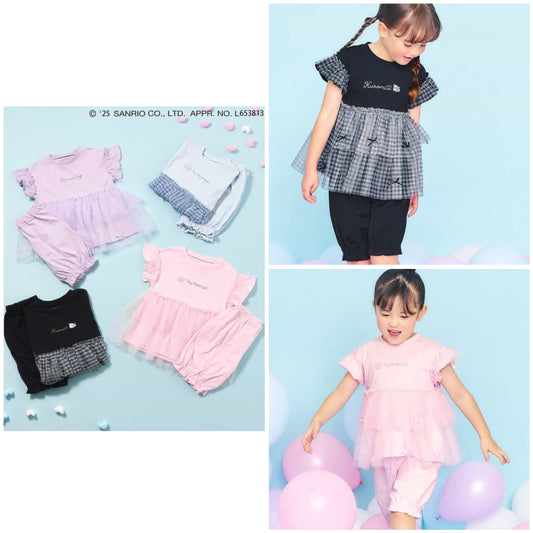 Japanese Ampersand x Sanrio Bow-knot Tulle Two-Piece Set (80-140cm) for Girls Spring TOPS PANTS (Other Brands) 