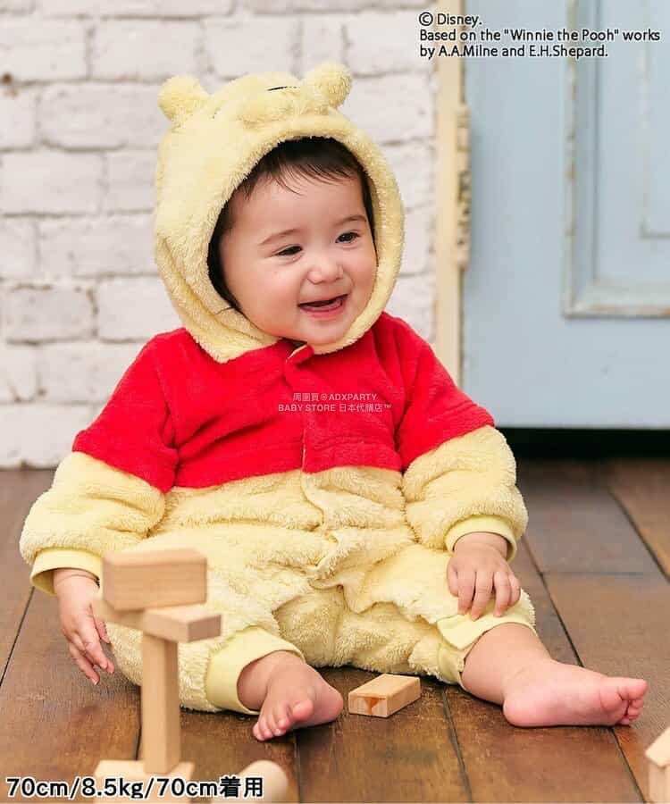 日本童裝 apres les cours x Disney 小熊維尼毛毛連衣 70-80cm 男童款/女童款 冬季 Jumpsuit