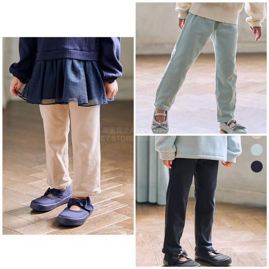 日本童裝 aF#a325 抓毛休閒長褲 110-160cm 女童款 冬季 PANTS