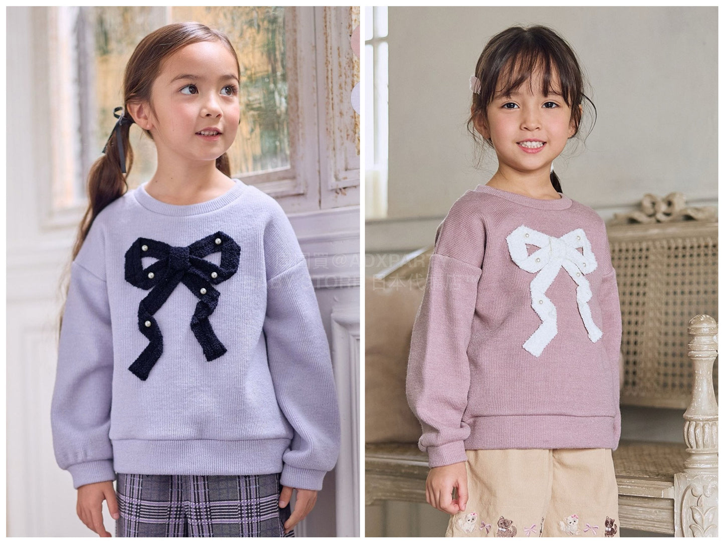 日本童裝 aF#a325 蝴蝶結針織上衣 110-160cm 女童款 冬季 TOPS