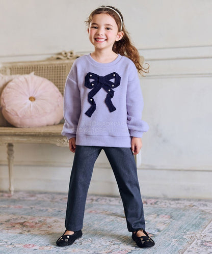 日本童裝 aF#a325 蝴蝶結針織上衣 110-160cm 女童款 冬季 TOPS