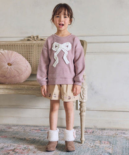 日本童裝 aF#a325 蝴蝶結針織上衣 110-160cm 女童款 冬季 TOPS