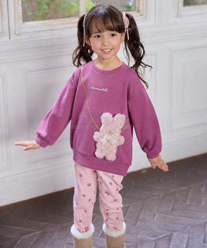 日本童裝 aF#a325 毛毛公仔口袋衛衣 90-150cm 女童款 冬季 TOPS