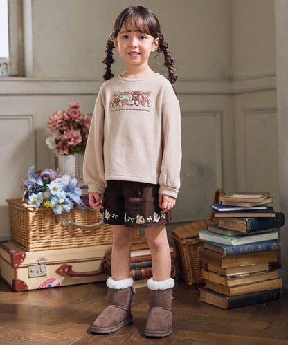 日本童裝 aF#a325 貓貓刺繡圖案衛衣 90-150cm 女童款 冬季 TOPS