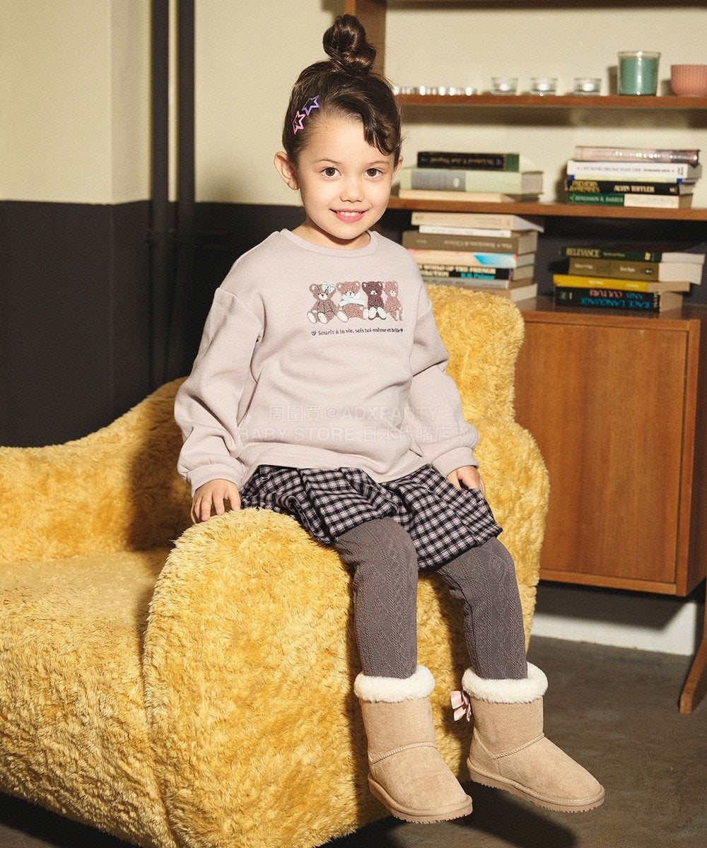 日本童裝 aF#a325 貓貓刺繡圖案衛衣 90-150cm 女童款 冬季 TOPS