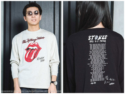 日本童裝 Slap Slip x The Rolling Stones 前後印花長袖上衣 Free Size 大人款 秋季 TOPS 其他品牌童裝