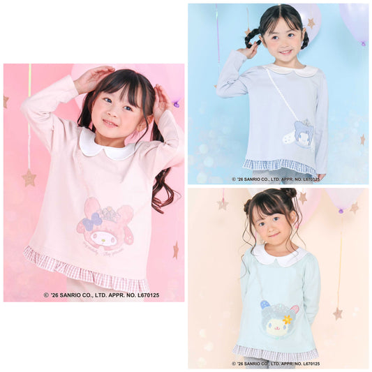 日本童裝 Slap Slip x Sanrio 翻領荷葉邊上衣 80-130cm 女童款 秋季 TOPS