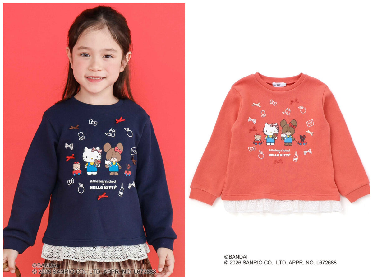 日本童裝 Slap Slip x Sanrio x 小熊學校蕾絲花邊印花上衣 80-130cm 女童款 秋季 TOPS 其他品牌童裝