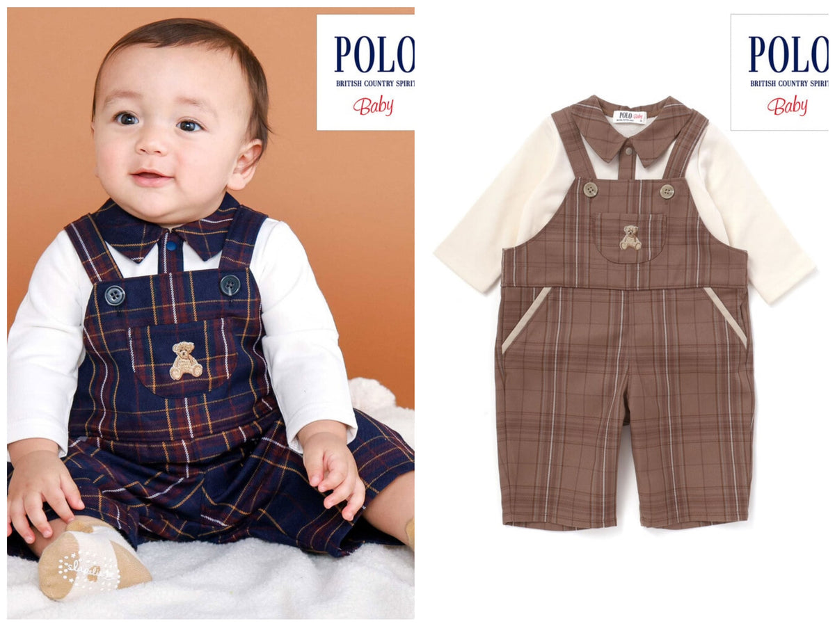 日本童裝  SLAP SLIP x POLO BCS polo連衣及吊帶連體褲套裝 70-80cm 男童款 初生嬰兒 秋季 Jumpsuit