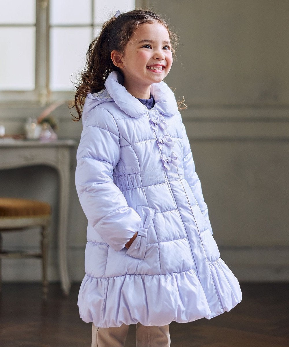 日本童裝 aF#a325 蝴蝶結夾棉泡泡長外套 110-160cm 女童款 冬季 (適合寒冷天氣、溫度低天氣及落雪）OUTERWEAR