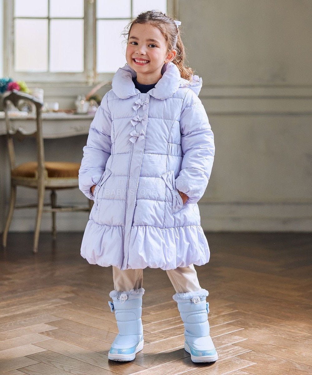 日本童裝 aF#a325 蝴蝶結夾棉泡泡長外套 110-160cm 女童款 冬季 (適合寒冷天氣、溫度低天氣及落雪）OUTERWEAR